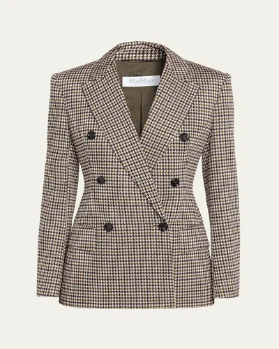 Max Mara Wool Houndstooth Double-breasted Jacket In Multi