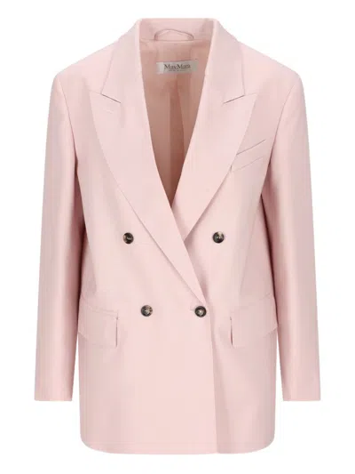 Max Mara Ombrosa Double Breasted Wool Blazer Jackets Rose In Purple