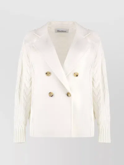 MAX MARA WOOL JACKET WITH CABLE KNIT DETAIL