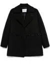 Max Mara Luxe Wool Coat Crystal Embellishment In Black