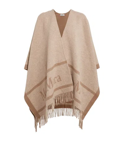Max Mara Wool Jacquard Hilde Cape In Sand
