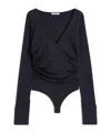 Max Mara Wool Jersey Bodysuit In Blue