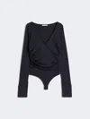 Max Mara Wool Jersey Bodysuit In Blue