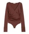 Max Mara Wool Jersey Bodysuit In Brown