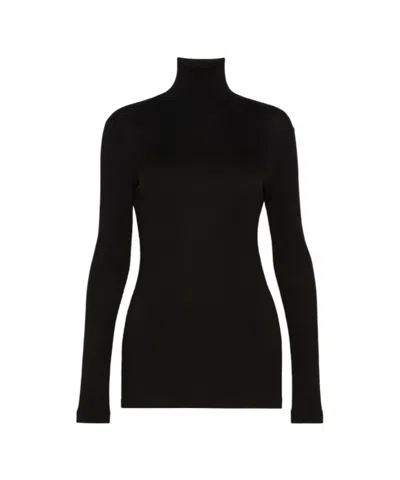 Max Mara Wool Jersey Polo-neck Sweater In Black