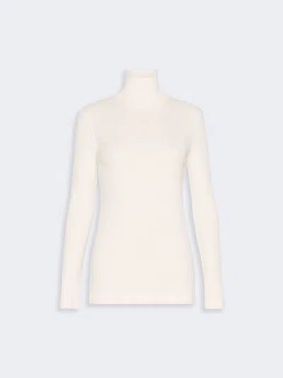 Max Mara Wool Jersey Polo-neck Sweater In Blanc