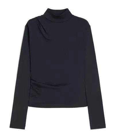 Max Mara Wool Jersey Top In Blue