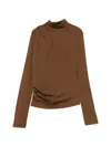 Max Mara Wool Jersey Top In Brown