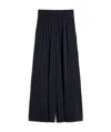 Max Mara Wool Flannel Palazzo Trousers In Black