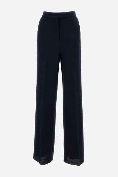 Max Mara Wool Jersey Trousers In Blue
