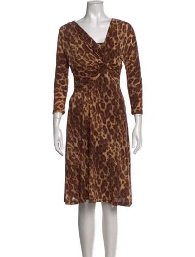Pre-owned Max Mara Wool Knee-length Dress W/ Tags In Brown/neutrals