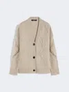 Max Mara Wool Knit Cardigan In Neutral