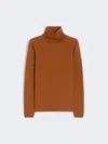 Max Mara Wool Knit Turtleneck Jumper In Brown