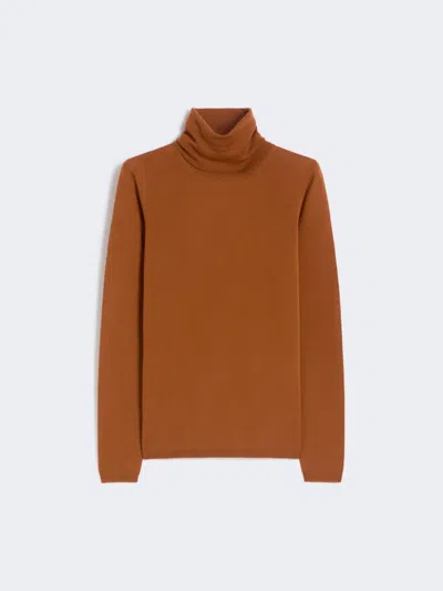 Max Mara Wool Knit Turtleneck Jumper In Brown