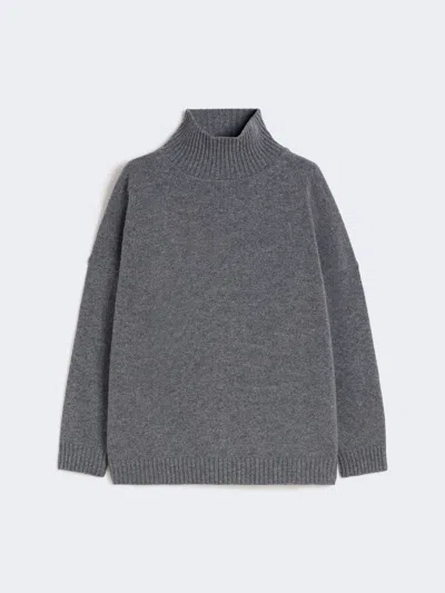 Max Mara Wool Knit Turtleneck Jumper In Gray