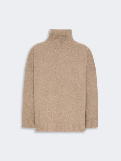 Max Mara Wool Knit Turtleneck Jumper In Brown