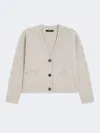 Max Mara Wool Knit V-neck Cardigan In Neutral