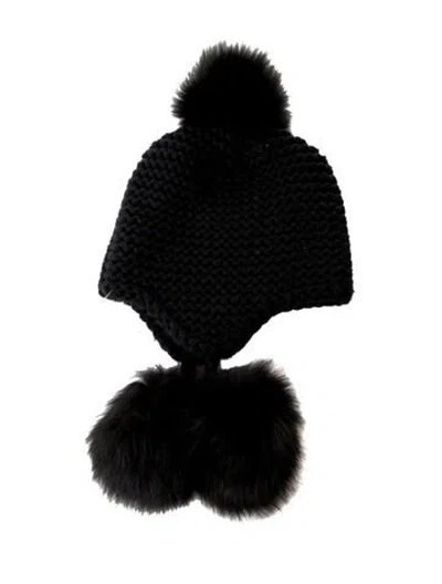Pre-owned Max Mara Wool Knit Winter Hat In Black