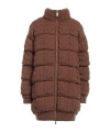 Max Mara Wool Knitted Down Coat In Brown