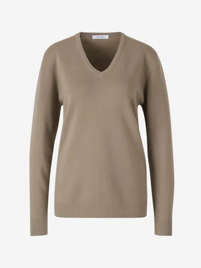 Max Mara Wool Knitted Jersey In Beige