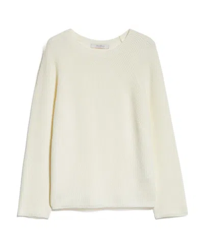 Max Mara Wool Knitted Sweater In Ecru
