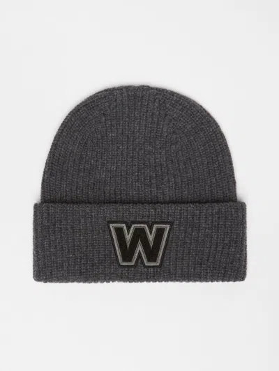 Max Mara Wool Logo Beanie Hat In Gray