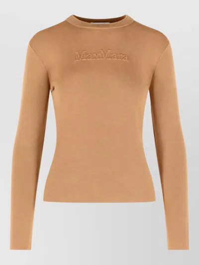 Max Mara Wool Logo-embossed Sweatshirt In Brown
