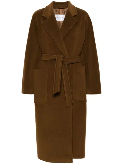 Max Mara Wool Long Coat In Brown