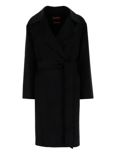Max Mara Wool Long Coat In Black