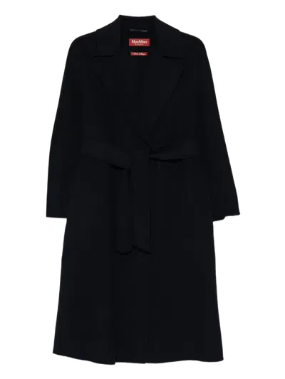 Max Mara Wool Long Coat In Blue