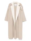 Max Mara Wool Blend Coat Lapel Contrasting In Grey