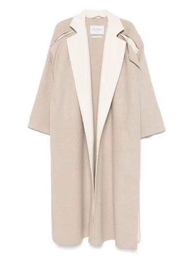 Max Mara Wool Long Coat In Grey