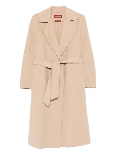 Max Mara Wool Long Coat In Neutral