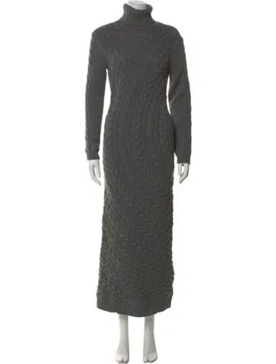 Pre-owned Max Mara Wool Long Dress In Gray