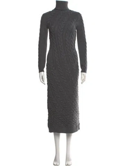 Pre-owned Max Mara Wool Long Dress W/ Tags In Gray
