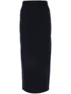 Max Mara Navy Blue Wool Long Skirt In Black
