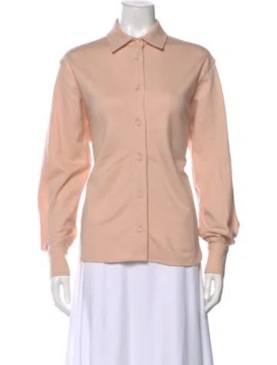 Pre-owned Max Mara Wool Long Sleeve Button-up Top In Pink