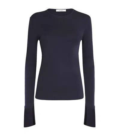 Max Mara Wool Long-sleeve T-shirt In Blue
