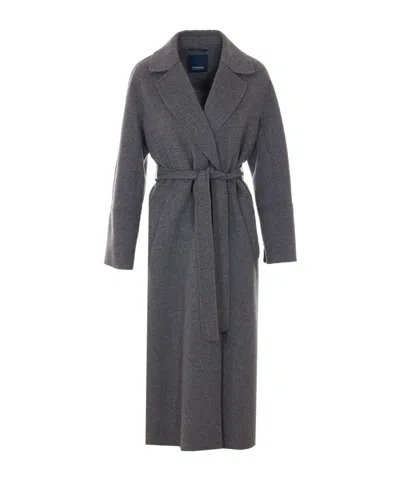 Max Mara Wool Long-sleeved Coat In Gray
