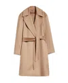Max Mara Studio Double-drap Virgin Wool Belted Jacket With Side Welt Pockets In Nude
