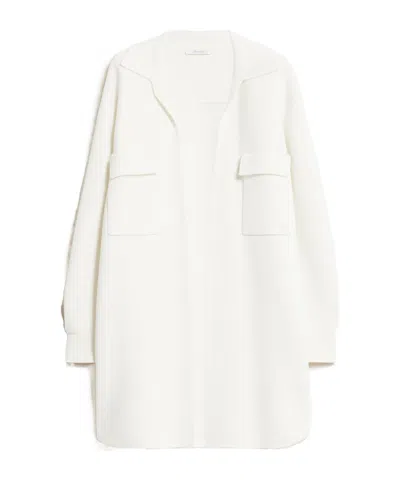 Max Mara Wool Long-sleeved Jacket In White