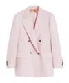 Max Mara Ombrosa Double Breasted Wool Blazer Jackets Rose In Animal Print