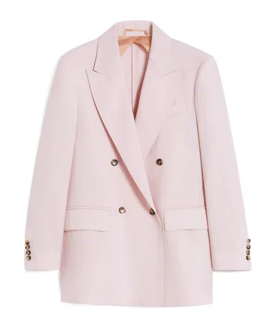 Max Mara Ombrosa Double Breasted Wool Blazer Jackets Rose In Purple