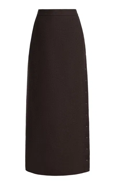 Max Mara Wool Long Straight Skirt In Brown