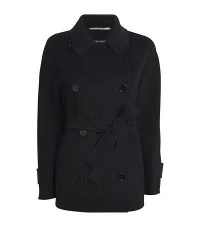 Max Mara Wool Louis Trench Coat In Black