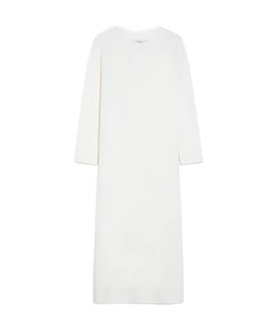 Max Mara Wool Mid-length Dress In White