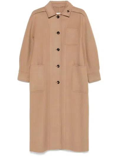 Max Mara Wool Midi Coat In Beige