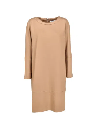 Pre-owned Max Mara Wool Midi Dress In Neutral