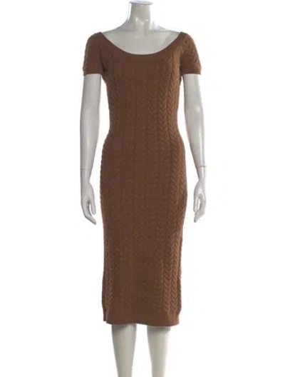 Pre-owned Max Mara Wool Midi Length Dress In Brown