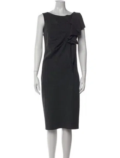 Pre-owned Max Mara Wool Midi Length Dress In Gray